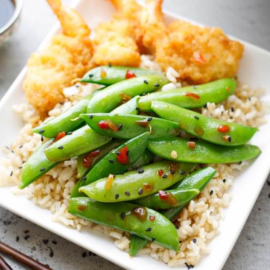 5-Minute Asian Sugar Snap Peas - Recipe photo by Two Healthy Kitchens