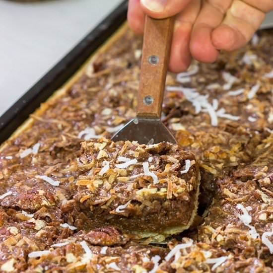 German Chocolate Slab Pie - Recipe photo by spicedblog