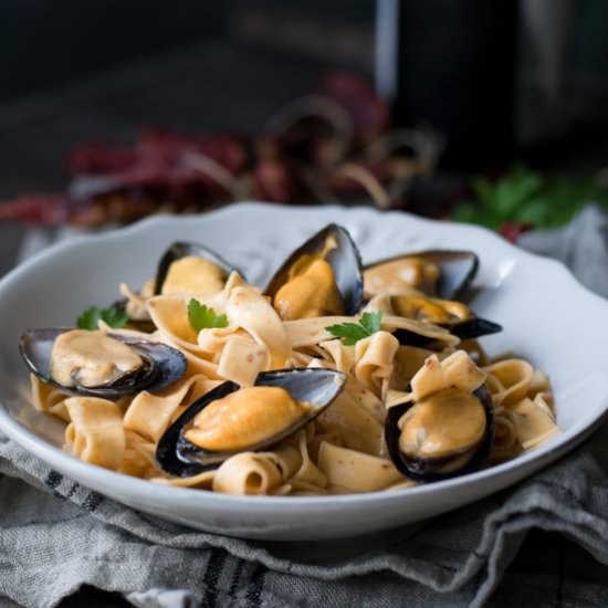 Pasta with mussels - Recipe photo by Paz