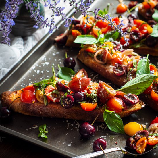 Sweet Cherry Bruschetta - Recipe photo by rhubarbandcod