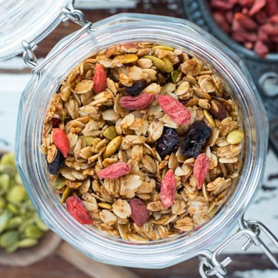 Crunchy Maple Almond Granola - Recipe photo by plantedandpicked