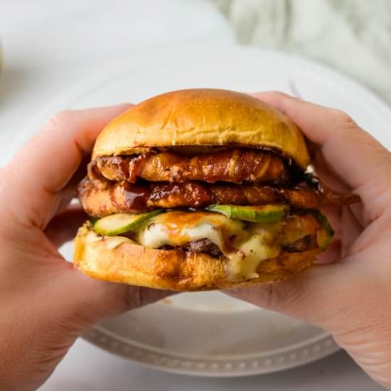 Ultimate Bacon BBQ Burger - Recipe photo by garlic and zest