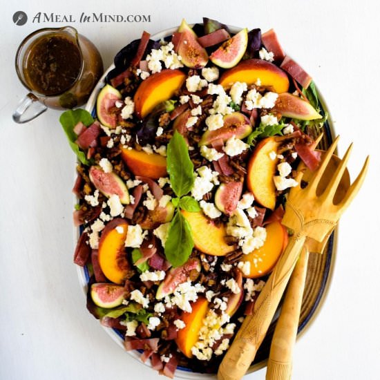 Fig Peach Salad with Toasted Pecans - Recipe photo by a meal in mind