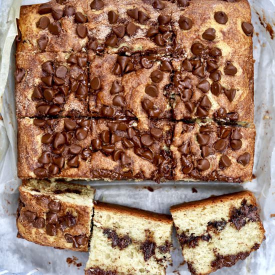Chocolate Chip Banana Coffee Cake - Recipe photo by simmerandsauce