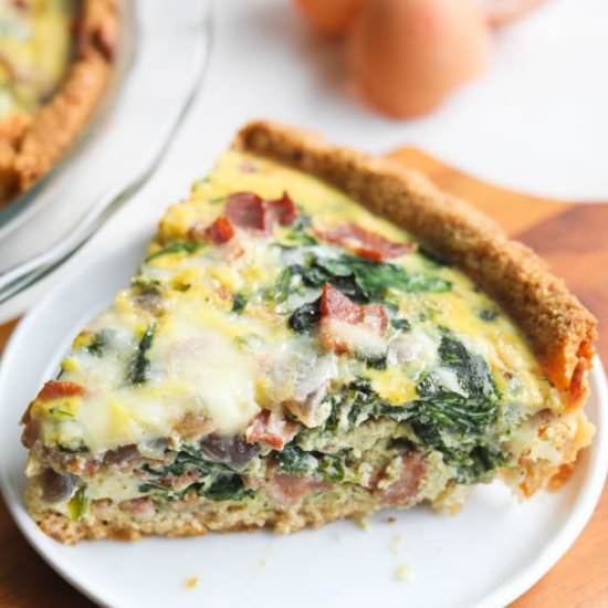 Healthy Spinach Bacon Quiche - Recipe photo by erinliveswhole