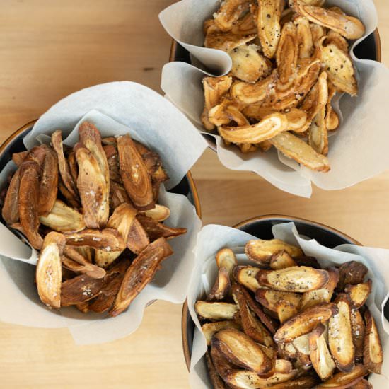 Burdock Root Chips (3 ways) - Recipe photo by Adventures of Carlienne