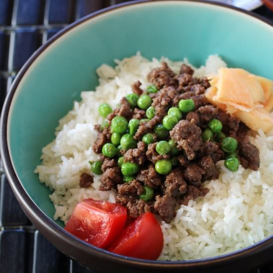 Soboro Donburi - Recipe photo by Food Gal