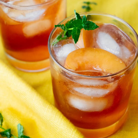 Fresh Peach Vodka Tea Cooler - Recipe photo by JawnsICooked