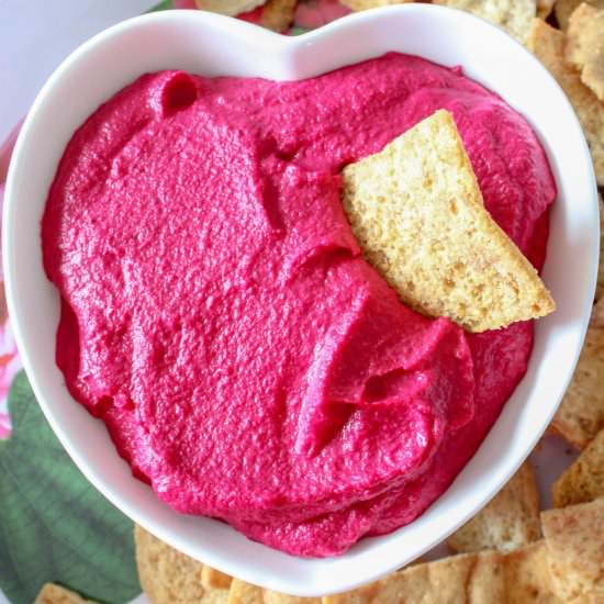 Beet hummus - Recipe photo by eatswimshop