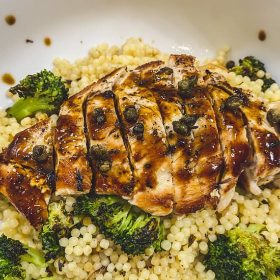 Seared Chicken and Acini De Pepe - Recipe photo by survivingmomday