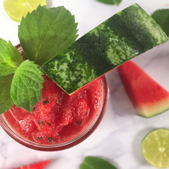 Watermelon Lime Smoothie with Mint - Recipe photo by summeryule.com