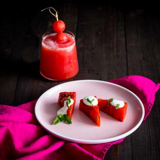 Grilled Watermelon Salad with crema - Recipe photo by Spoonabilities
