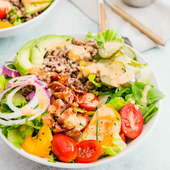 Burger In A Bowl - Recipe photo by Running to the Kitchen