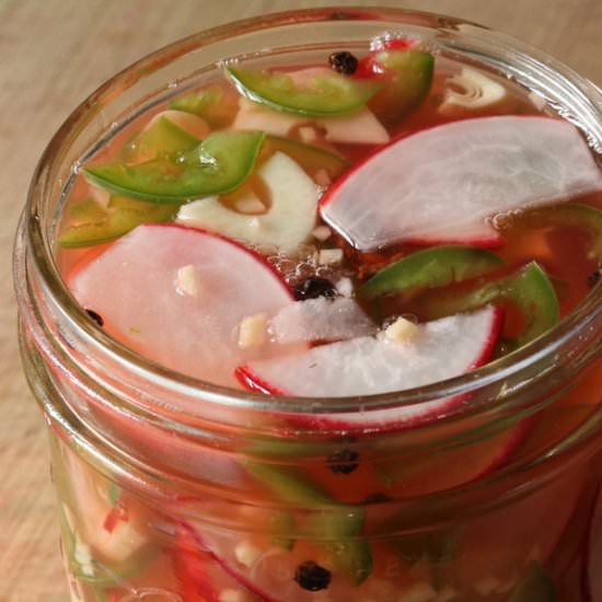 Pickled Radishes with Jalapeños - Recipe photo by A Life Well Planted