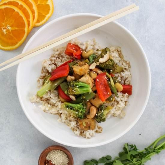 Healthier Orange Chicken Stir Fry - Recipe photo by FitLiving Eats