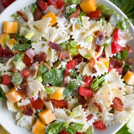 Bacon Ranch Pasta Salad - Recipe photo by peasandcrayons