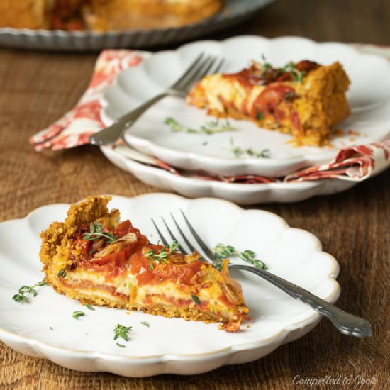 Tomato and Roasted Garlic Pie - Recipe photo by Compelled To Cook
