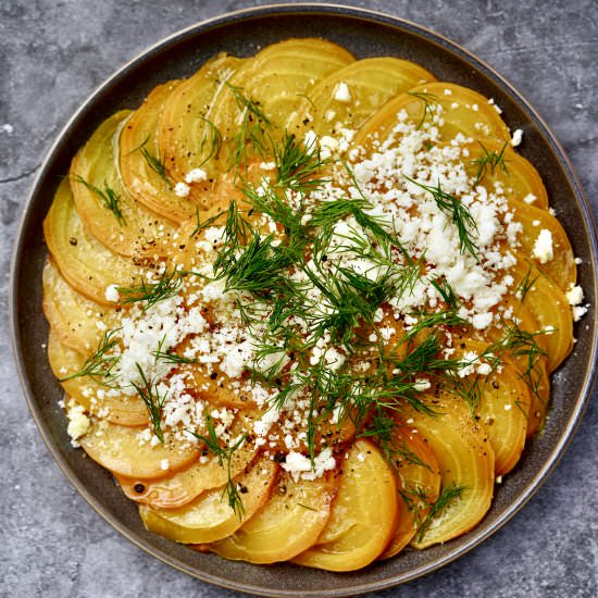 Golden Beet Carpaccio With Oregano - Recipe photo by simmerandsauce