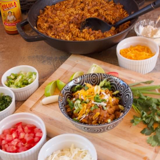 One-Skillet Taco Pasta - Recipe photo by Flipped-Out Food