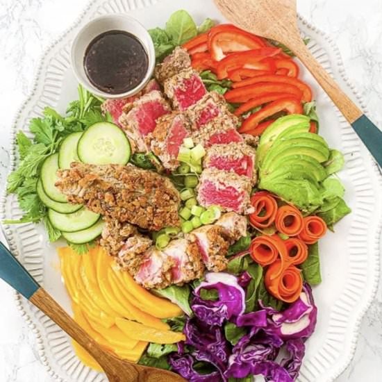 Wasabi Pecan Crusted Tuna Salad - Recipe photo by girlaboutgreens
