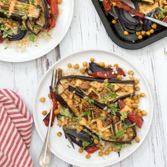 Roasted Aubergines w/ Harissa - Recipe photo by theflexitarian