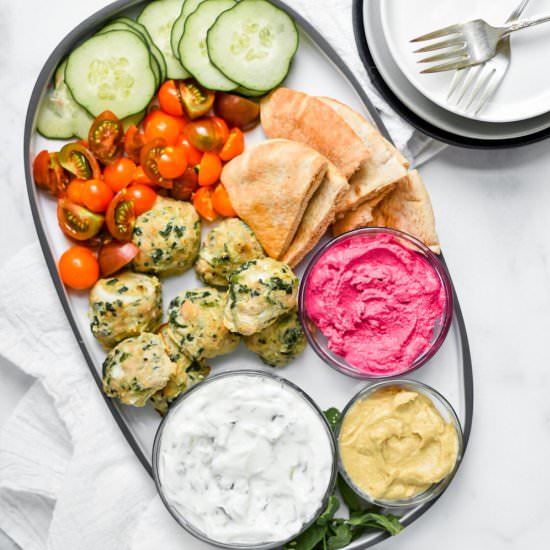 Greek Turkey Meatball Plate - Recipe photo by Sarah Gold Nutrition