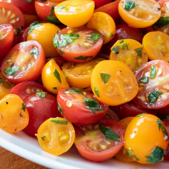 Marinated Cherry Tomatoes - Recipe photo by For the Love of Cooking