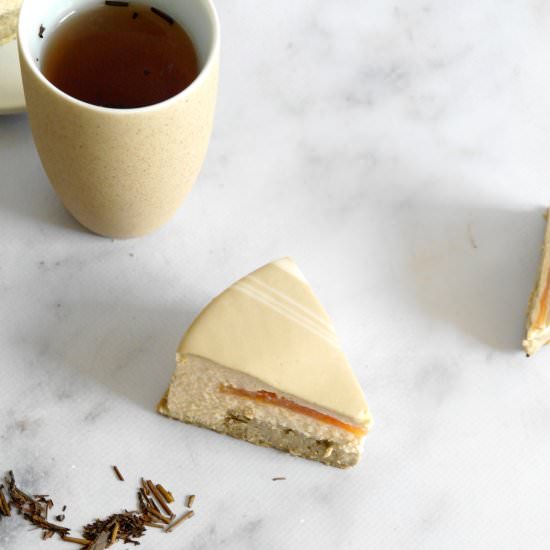 peach houjicha mousse cake - Recipe photo by tentimestea