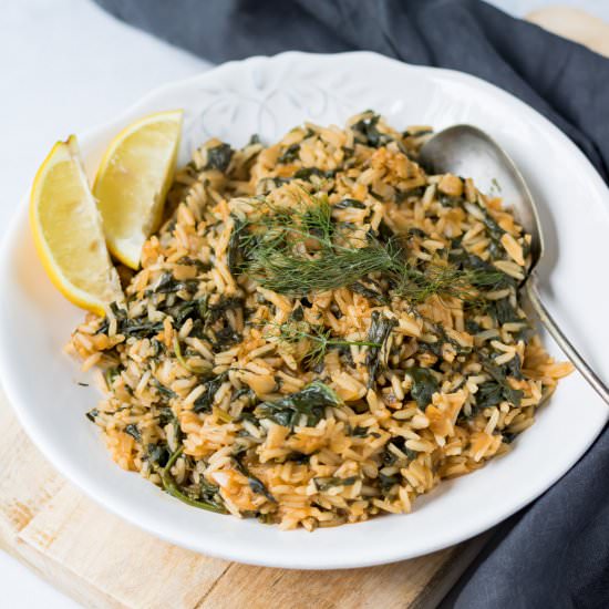 Greek Spinach Rice - Recipe photo by veggie desserts