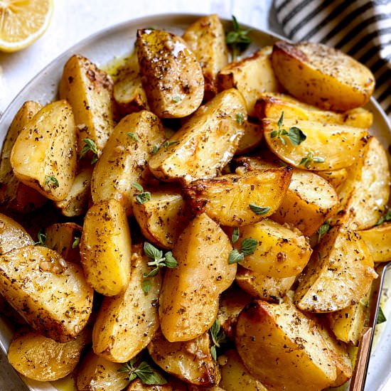 Lemon Potatoes with Garlic& Oregano - Recipe photo by The Greek Foodie