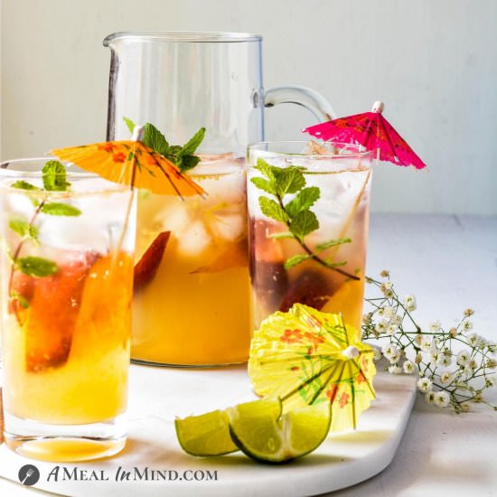 Peach Ginger Limeade Mocktail - Recipe photo by a meal in mind