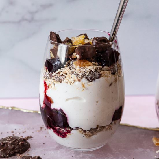 Chocolate Parfait with Cherries - Recipe photo by AmyGorinNutrition