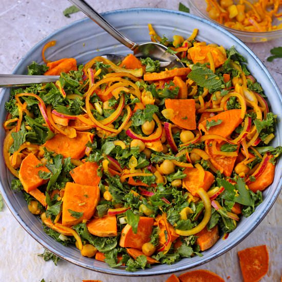 Kale and sweet potato salad - Recipe photo by veganwithgusto