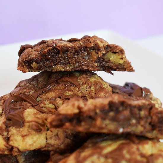 Nutella Swirl Bakery Style Cookies - Recipe photo by lightscamerabake