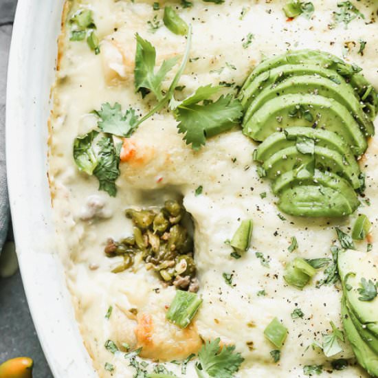 Beef and Hatch Chile Enchiladas - Recipe photo by cookingforkeeps