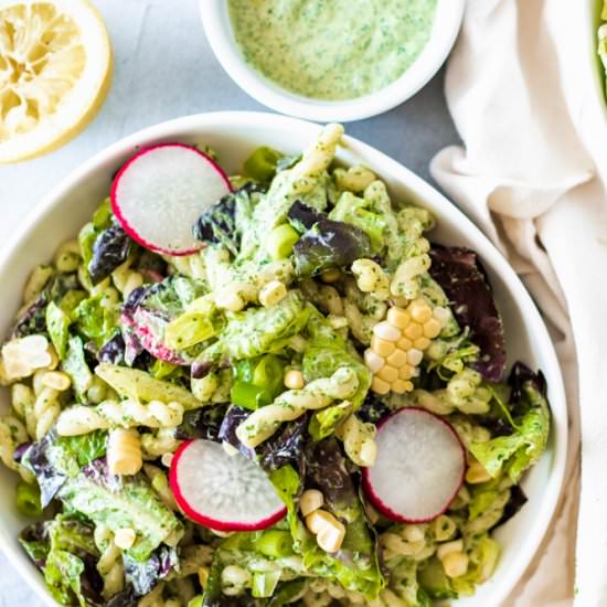 Green Goddess Pasta Salad - Recipe photo by theseasonaljunkie