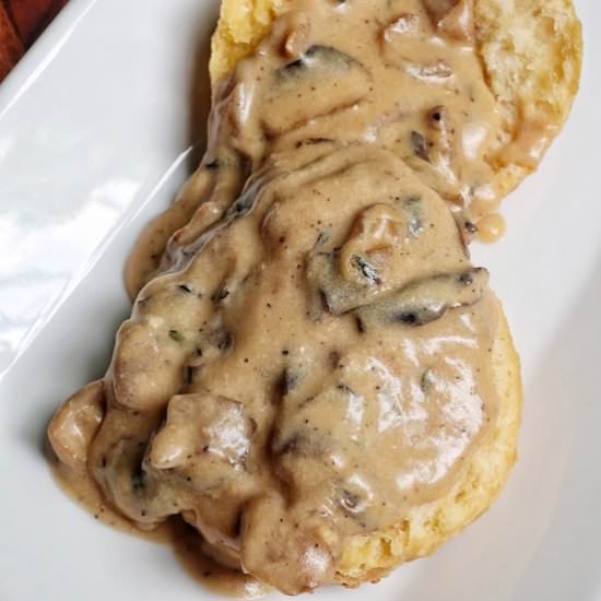vegan biscuits and gravy - Recipe photo by fromthecomfortofmybowl