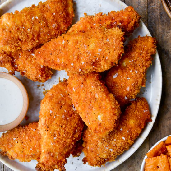 Baked Cheddar Dijon Chicken Tenders - Recipe photo by justataste