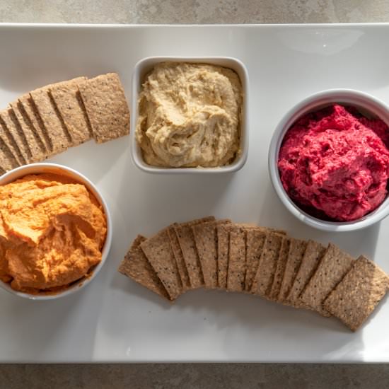 Hummus 3 Ways - Recipe photo by Diabetic Vegan