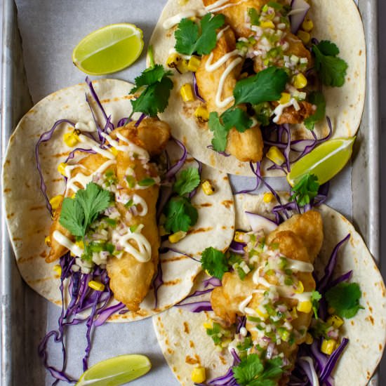 Crispy Fish Tacos, Jalapeno Salsa - Recipe photo by AnotherFoodBlogger