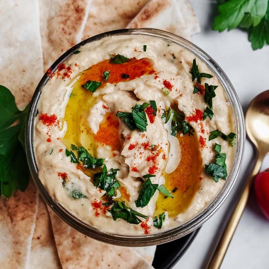 Smoky Baba Ganoush Dip (No Grill) - Recipe photo by brokebankvegan