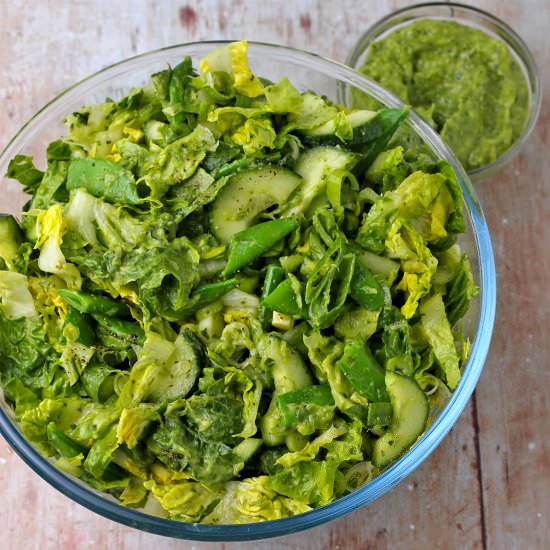 Everything green salad - Recipe photo by veganwithgusto