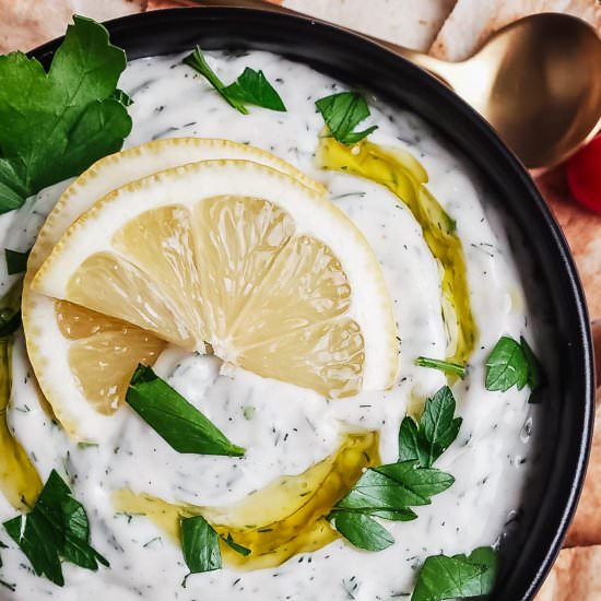 6-Ingredient Vegan Tzatziki Sauce - Recipe photo by brokebankvegan