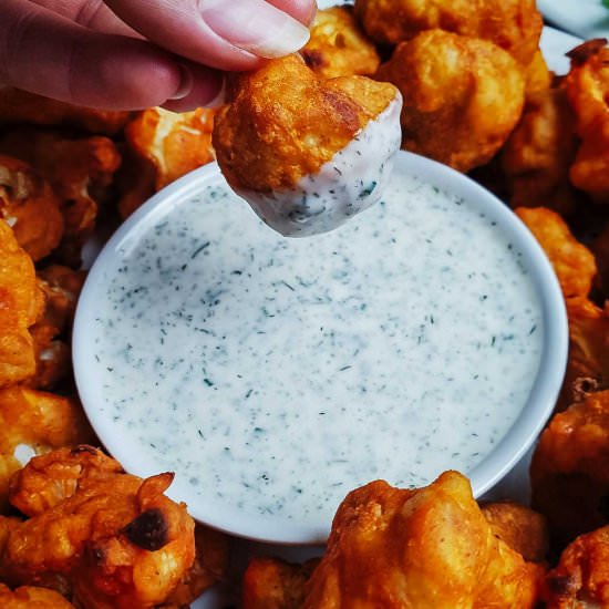 Baked Buffalo Cauliflower Wings - Recipe photo by brokebankvegan