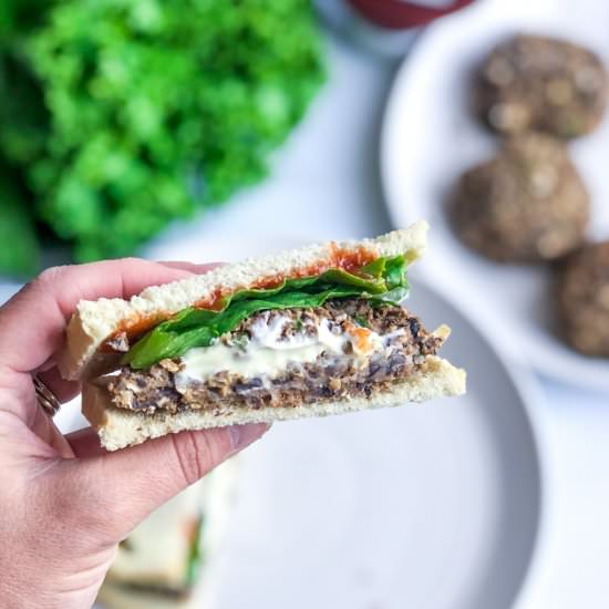 Black Bean Jalapeno Popper Burgers - Recipe photo by The Healthy Toast