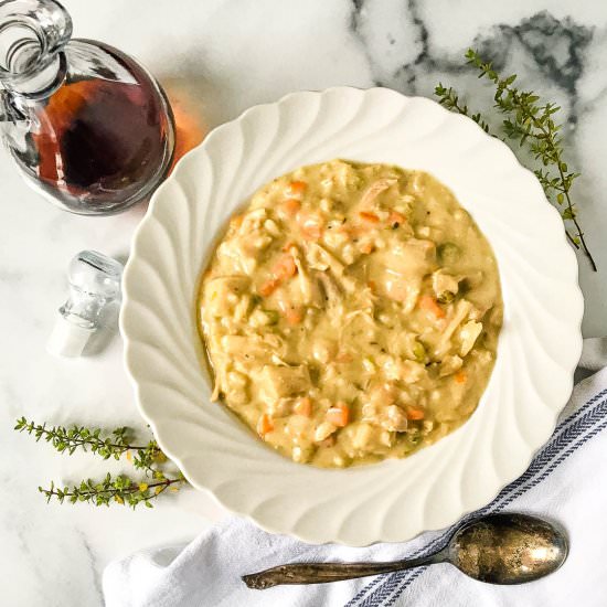 One Pot Creamy Chicken & Rice Soup - Recipe photo by NotEntirelyAverage
