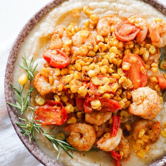 Shrimp with Mashed Cauliflower - Recipe photo by mags_makes