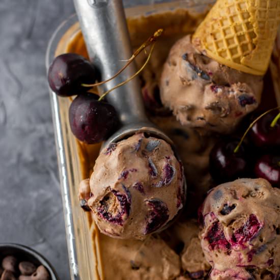 Double chocolate cherry ice cream - Recipe photo by Lime Thyme