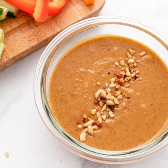 Peanut Dipping Sauce - Recipe photo by Three Little Chickpeas