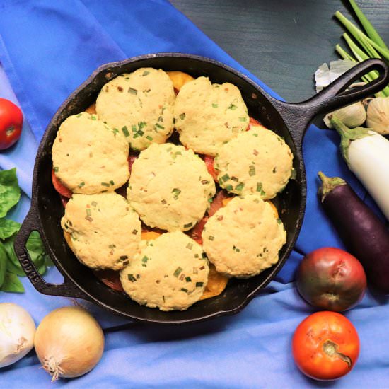 Eggplant Heirloom Tomato Cobbler - Recipe photo by veryveganval